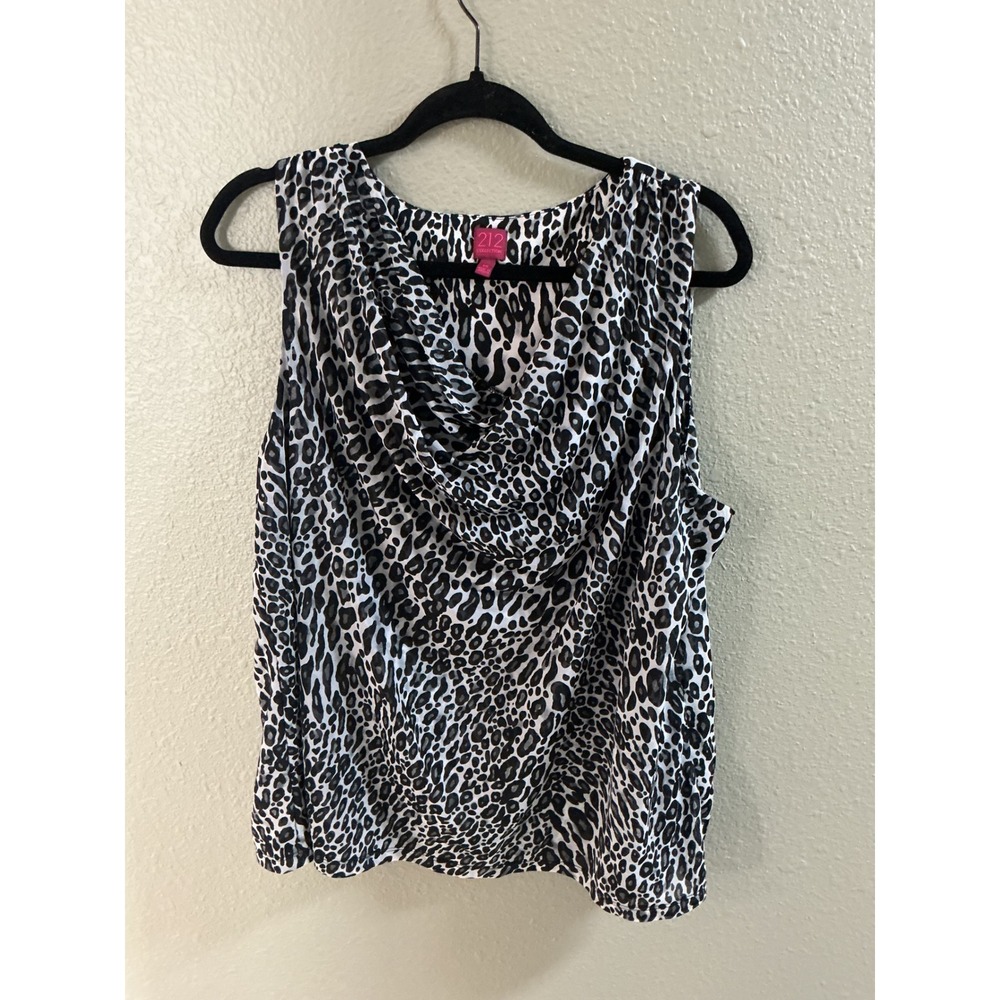 212 Collection Leopard Print Cowl Neck Sleeveless Blouse Plus Size 1X
